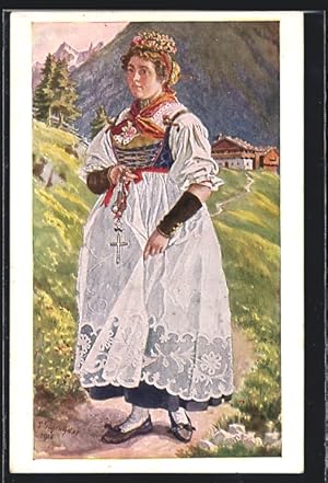 Artista-Cartolina Meran, Italienerin in Passeier Tracht