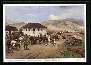 Künstler-Ansichtskarte Rumänien, Bayerische Feldpost-Expedition 1916, Soldaten zu Pferde
