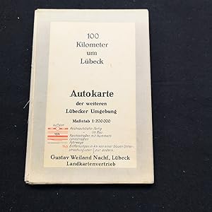 100 Kilometer um Lübeck - Autokarte der weiteren Lübecker Umgebung. Karte in 24 Segmenten auf Lei...