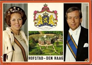 Wappen Ansichtskarte / Postkarte Den Haag Südholland Niederlande, Königin Beatrix, Claus von Amsberg