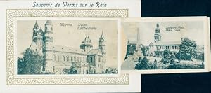 Bild des Verkufers fr Leporello Ansichtskarte / Postkarte Worms am Rhein, Dom, Ludwigsplatz zum Verkauf von akpool GmbH