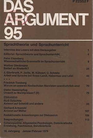 Image du vendeur pour Das Argument. Zeitschrift fr Philosophie und Sozialwissenschaften. Nr. 95 : Sprachtheorie und Sprachunterricht mis en vente par Schrmann und Kiewning GbR