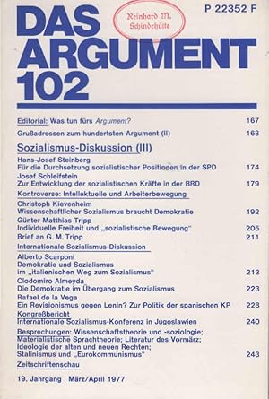 Immagine del venditore per Das Argument. Zeitschrift fr Philosophie und Sozialwissenschaften. Nr. 102 : Sozialismus-Diskussion (3) venduto da Schrmann und Kiewning GbR