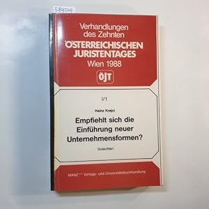 Bild des Verkufers fr Empfiehlt sich die Einfhrung neuer Unternehmensformen? Partnerschaft, Verein, Konzern. Zur Harmonisierung und Modernisierung des Gesellschafts- und Unternehmensrechts" zum Verkauf von Gebrauchtbcherlogistik  H.J. Lauterbach