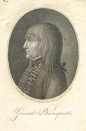 NAPOLEON (1769 - 1821). "General Buonaparte". Brustbild im Profil nach links im Oval als General.