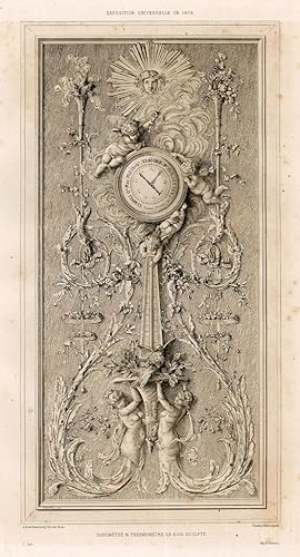 Bild des Verkufers fr Exposition Universelle de 1878 - Barometre & thermometer en buis sculpte zum Verkauf von Sergio Trippini