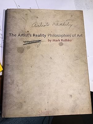 Seller image for The Artist s Reality: Philosophies of Art for sale by Bristlecone Books  RMABA