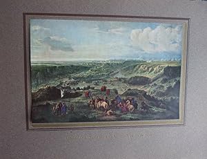 Planche COULEUR 1937 LUXEMBOURG VUE DES BAINS DE MANSFELD PAR VAN DEN MEULEN