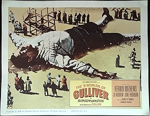 Imagen del vendedor de The 3 Worlds of Gulliver Lobby Card 1960 Kerwin Mathews, Ray Harryhausen! a la venta por AcornBooksNH