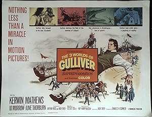 Imagen del vendedor de The 3 Worlds of Gulliver Lobby Title Card 1960 Kerwin Mathews, Ray Harryhausen! a la venta por AcornBooksNH