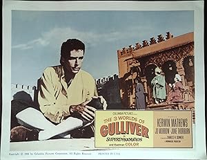 Imagen del vendedor de The 3 Worlds of Gulliver Lobby Card 1960 Kerwin Mathews, Ray Harryhausen! a la venta por AcornBooksNH