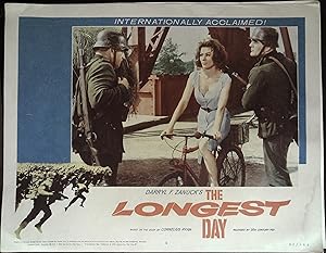 Immagine del venditore per The Longest Day Lobby Card #1 1962 Soldiers Distracted by Woman on Bicycle venduto da AcornBooksNH