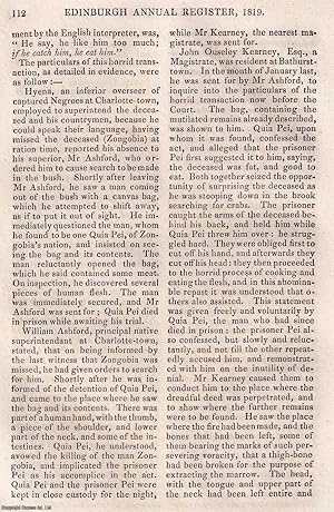 Seller image for Trial of Pei, for the Murder of Zongobia, Sierra Leone, 1819, by severing his head with a sharp instrument made of a piece of iron hoop. An original article from The Edinburgh Annual Register, 1819. for sale by Cosmo Books