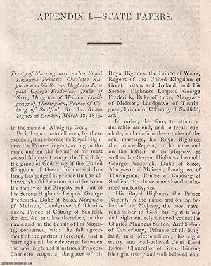 Imagen del vendedor de Treaty of Marriage between her Royal Highness Princess Charlotte Augusta and his Serene Highness Leopold George Frederick, March 1816. An original article from The Edinburgh Annual Register, 1816. a la venta por Cosmo Books