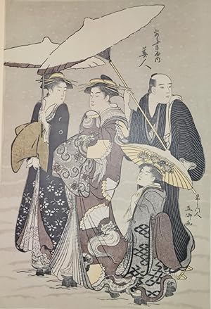 The Courtesan Hanahito of the Ogi-ya. [Folding cardboard with art print of Japanese woodblock]. S...