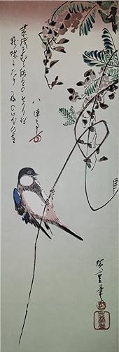 Immagine del venditore per Wisteria and Titmouse. [Folding cardboard with art print of Japanese woodblock]. Signed " Hiroshige hitsu "; publisher's seal reading " Shoeido " and censor's seal. venduto da Fundus-Online GbR Borkert Schwarz Zerfa