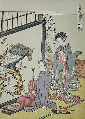 Seller image for Eight Parlor Scenes Based on Famous Birds   The Eagle and Night Bells. [Folding cardboard with art print of Japanese woodblock]. Signed "Koryusai ga". for sale by Fundus-Online GbR Borkert Schwarz Zerfa