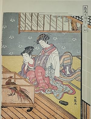 Seller image for Eight Parlor Scenes Based on Famous Birds   The Golden Pheasant and Evening Rain. [Folding cardboard with art print of Japanese woodblock]. Signed "Koryusai ga". for sale by Fundus-Online GbR Borkert Schwarz Zerfa