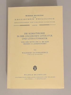 Die Klimatheorie in der englischen Literatur und Literaturkritik. Von der Mitte des 16. bis zum f...