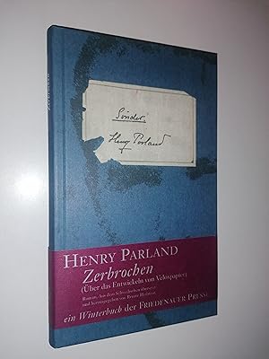 Imagen del vendedor de Zerbrochen. (ber das Entwickeln von Veloxpapier). Roman. Aus dem Schwedischen bersetzt und herausgegeben von Renate Bleibtreu. a la venta por Stefan Kpper