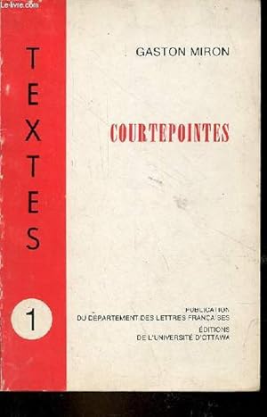 Bild des Verkufers fr Courtepointes - Collection textes n1. zum Verkauf von Le-Livre