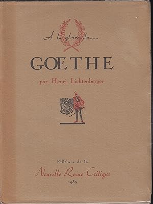 Seller image for A la gloire de goethe for sale by PRISCA