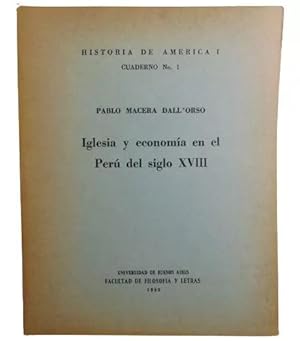 Imagen del vendedor de Iglesia Y Economa En El Per Del Siglo XVIII a la venta por Librera Aves Del Paraso