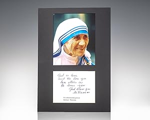 Mother Teresa Autograph Quotation Signed.