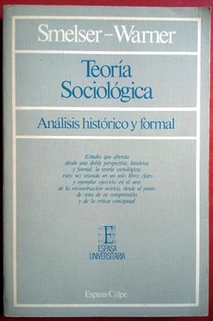 Imagen del vendedor de Teora sociolgica. Anlisis histrico y formal a la venta por FERDYDURKE LIBROS