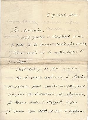 John Henry MacKay lettre autographe signée anarchisme