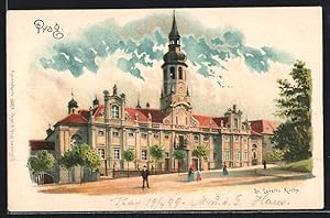 Künstler-Ansichtskarte Prag / Praha, Blick zur St. Loretto Kirche