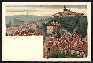 Lithographie Prag / Praha-Hradcany, Blick über den Stadtteil