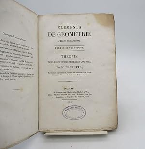 Éléments de géométrie à trois dimensions - Partie synthétique- Théorie des lignes et des surfaces...