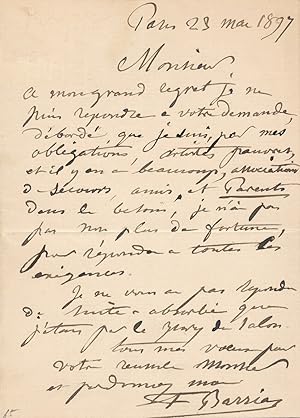 Félix-Joseph BARRIAS lettre autographe signée