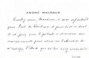 André MALRAUX carte autographe