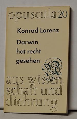Seller image for Darwin hat recht gesehen. Opuscula 20: Aus Wissenschaft und Dichtung for sale by Cat's Cradle Books