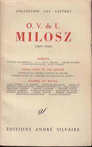 Imagen del vendedor de Textes Indits de O. V. de L. Milosz Suivis de Lettres Indites de Paul Valry - Antoine Bourdelle - Andr Suars - Jules Supervielle a la venta por PRISCA