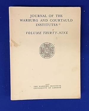 Imagen del vendedor de Journal of the Warburg and Courtauld Institutes. Volume 39 (1976). a la venta por Wykeham Books