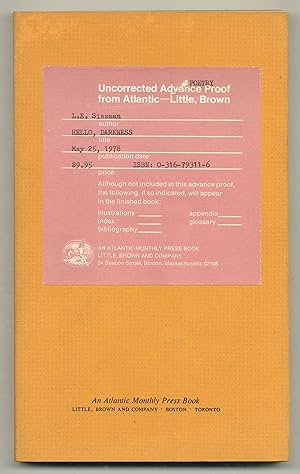 Image du vendeur pour Hello, Darkness: The Collected Poems of L.E. Sissman mis en vente par Between the Covers-Rare Books, Inc. ABAA