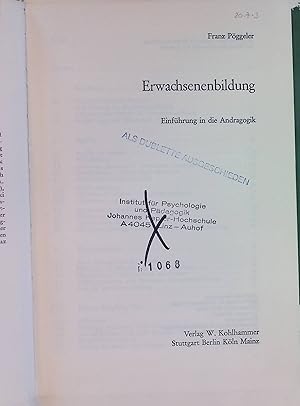 Immagine del venditore per Handbuch der Erwachsenenbildung: BAND I: Erwachsenenbildung : Einfhrung in die Andragogik. venduto da books4less (Versandantiquariat Petra Gros GmbH & Co. KG)