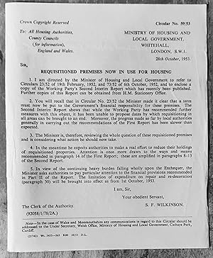 Seller image for Requisitioned Premises Now In Use For Housing 28th October, 1953 Circular No.59/53 for sale by Shore Books