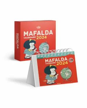 MAFALDA 2024 CALENDARIO ESCRITORIO ROJO CON CAJA (DEVOLVER ANTES DEL 20-02-2024)