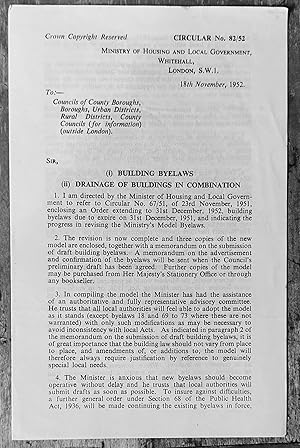 Seller image for Building Bylaws (I) / Drainage Of Buildings In Combination (ii) 28th November, 1952 Circular No.82/52 for sale by Shore Books