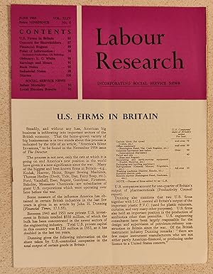 Imagen del vendedor de Labour Research June 1955 / U.S. Firms In Britain / Concern for Shareholders/ Financial Rogues/ Earnings and Hours / Social Service News - Infant Mortality/ Local Election Results a la venta por Shore Books