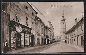 Ansichtskarte Radkersburg, Die Langgasse mit der Buch Druckerei von F. Semlitsch