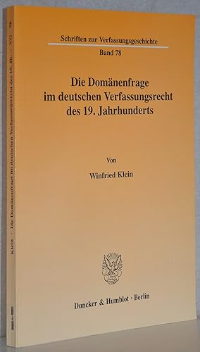 Seller image for Die Domnenfrage im deutschen Verfassungsrecht des 19. Jahrhunderts. for sale by Antiquariat Reinsch
