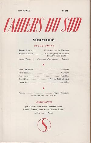 Image du vendeur pour Cahiers du Sud. N 341. Georg Trakl mis en vente par PRISCA