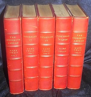 Bild des Verkufers fr 5 Leather bound books by Mark Twain Innocents Abroad Roughing It 1903 zum Verkauf von The Lion's End, Antiquarian Books