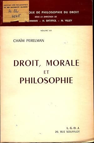 Bild des Verkufers fr Droit Morale et Philosophie Volume VIII zum Verkauf von avelibro OHG