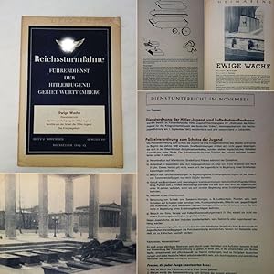 Bild des Verkufers fr Reichssturmfahne. Fhrerdienst der Hitlerjugend Wrttemberg. Ausgabe DJ Heft 2 November Dienstjahr 1942 / 43 * Ewige Wache / Dienstunterricht / Spielzeuganfertigung der Hitler-Jugend / Berichte aus der Arbeit der Hitler-Jugend / Das Kriegstagebuch zum Verkauf von Galerie fr gegenstndliche Kunst